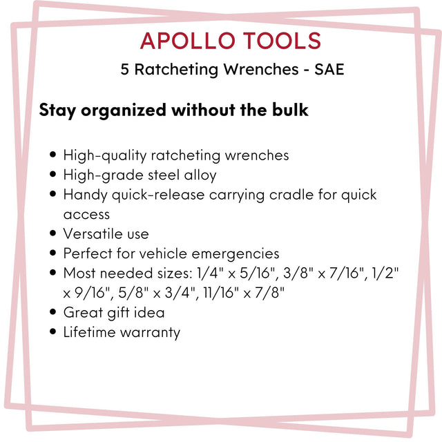 5 Piece SAE Ratcheting Wrench Set - DT1212
