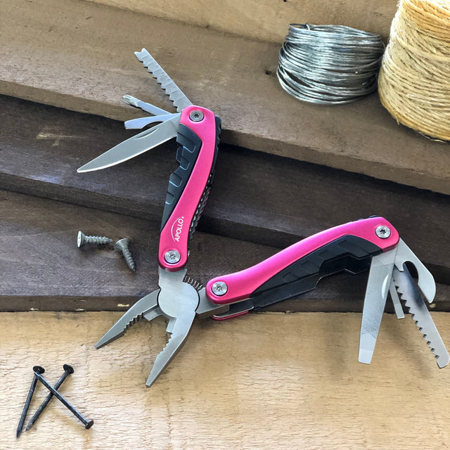 14-in-1 Pink High-Quality Pocket Multitool Pliers. Great for Outdoors, Camping, Fishing --DT5015P