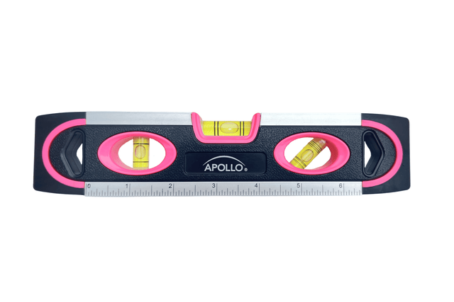 PINK 9-inch torpedo-shaped spirit level for 180/90/45 degrees leveling-- DT5019P