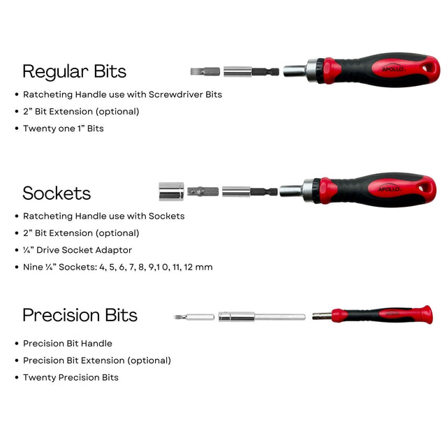 55 Piece Metric Tool Set with Ratcheting Bit Driver, Precision Bit Driver and Bit Assortment - DT5024