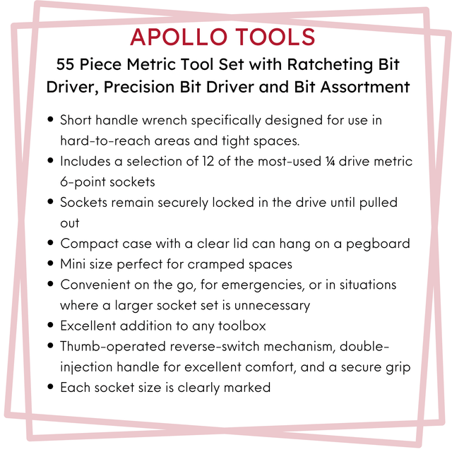 55 Piece Metric Tool Set with Ratcheting Bit Driver, Precision Bit Driver and Bit Assortment - DT5024