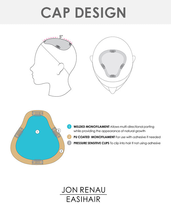 EasiPart XL 8 inch (Exclusive) | Monofilament Remy Human Hair Topper by Jon Renau