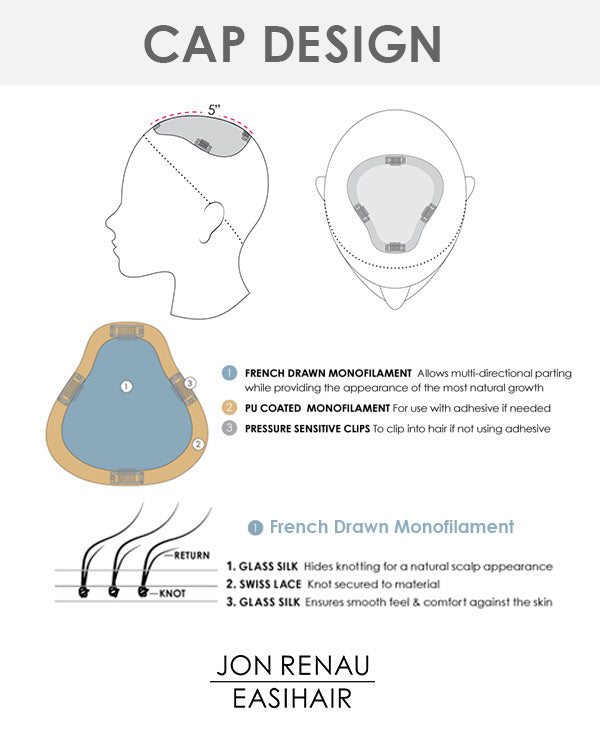 EasiPart French XL 18 inch | Monofilament Remy Human Hair Topper by Jon Renau