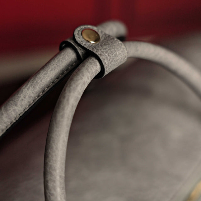 Grey Tumbled Leather Weekender Duffle Bag