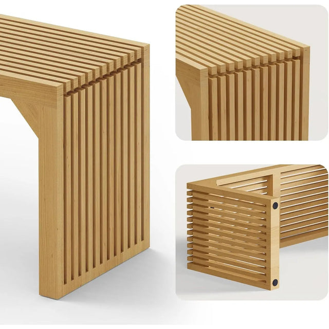 Hausvita HiKingQueens 35" Dining Bench, Indoor Wood Bench for Entryway,Living Room,Kitchen and Bedroom (Nature, Long Bench)