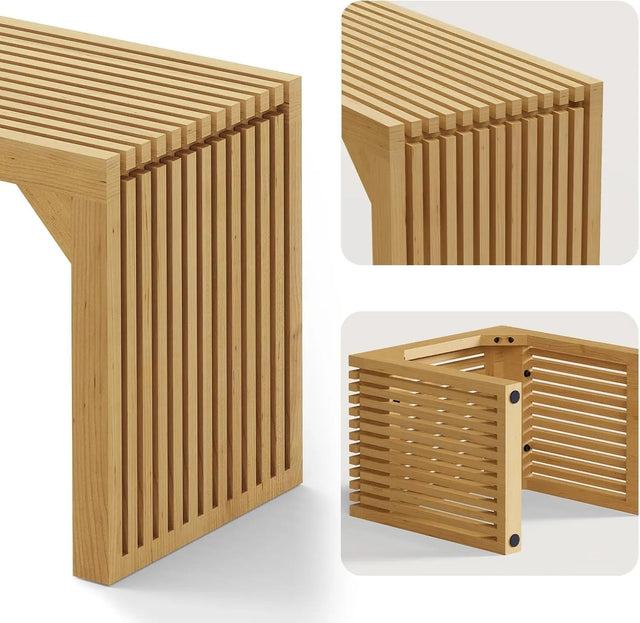 Hausvita HiKingQueens 35" Dining Bench, Indoor Wood Bench for Entryway,Living Room,Kitchen and Bedroom (Nature, Long Bench)