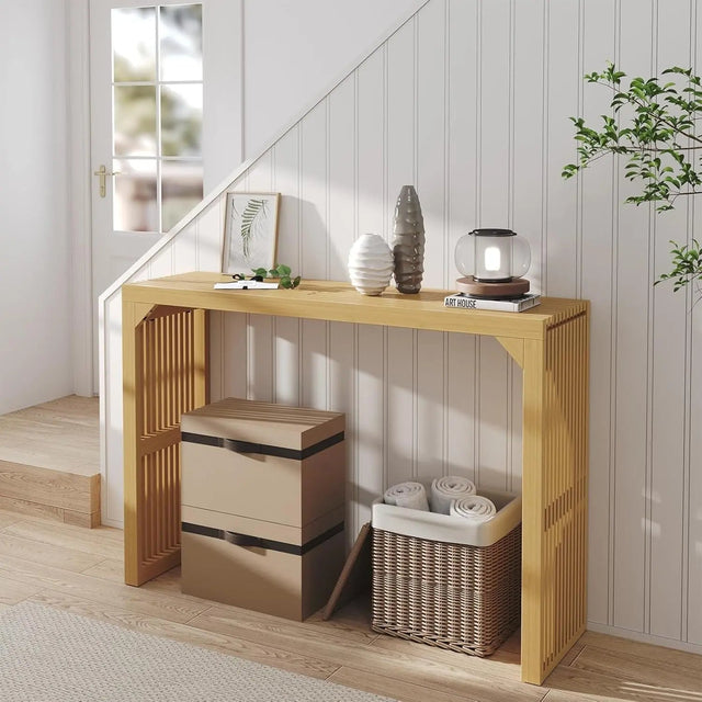 Hausvita HiKingQueens 35" Dining Bench, Indoor Wood Bench for Entryway,Living Room,Kitchen and Bedroom (Nature, Long Bench)