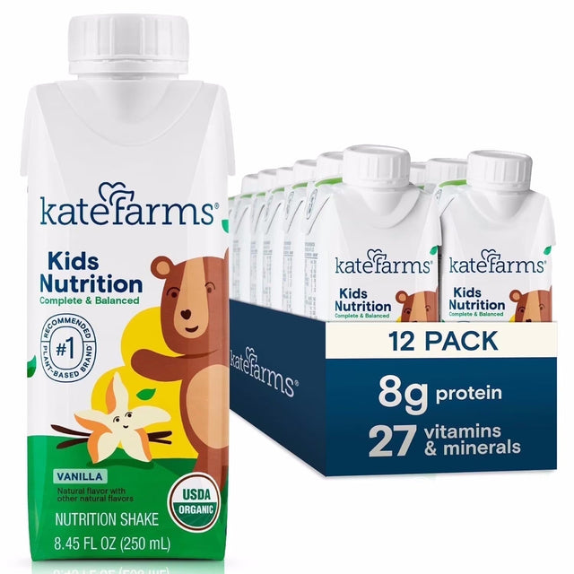 Kate Farms Kid's Nutrition Shake, Vanilla, Case/12