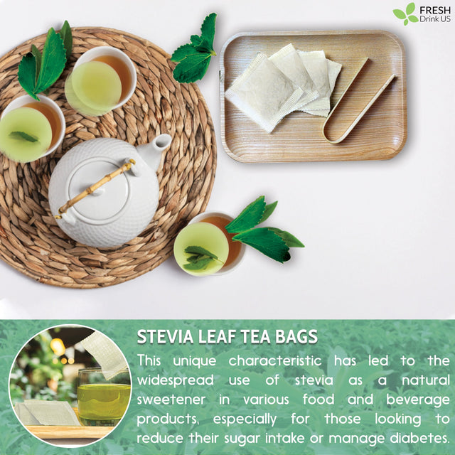Stevia Leaf Tea Bags, 100% Natural & Pure Stevia leaves, Eco-Conscious Tea Bags, Stevia Herbal Tea. Stevia Leaf Tea. No Sugar, No Caffeine, No Gluten, Vegan