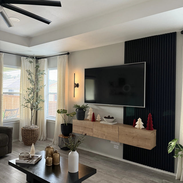 Luxury Black Acoustic Solid Wood Wall Panels ( 2 Panels Per Box)