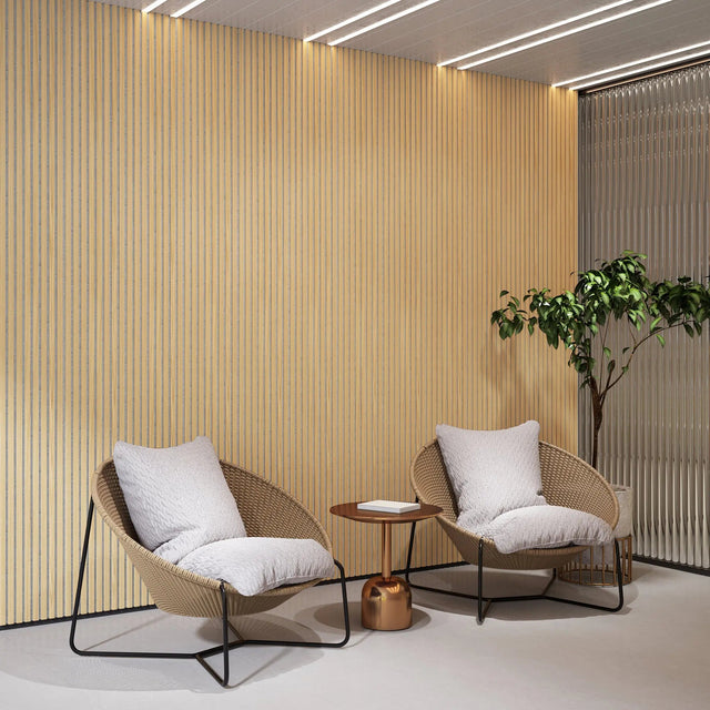 Luxury Oak | Grey Felt | Acoustic Solid Wood Wall Panels ( 2 Panels Per Box)