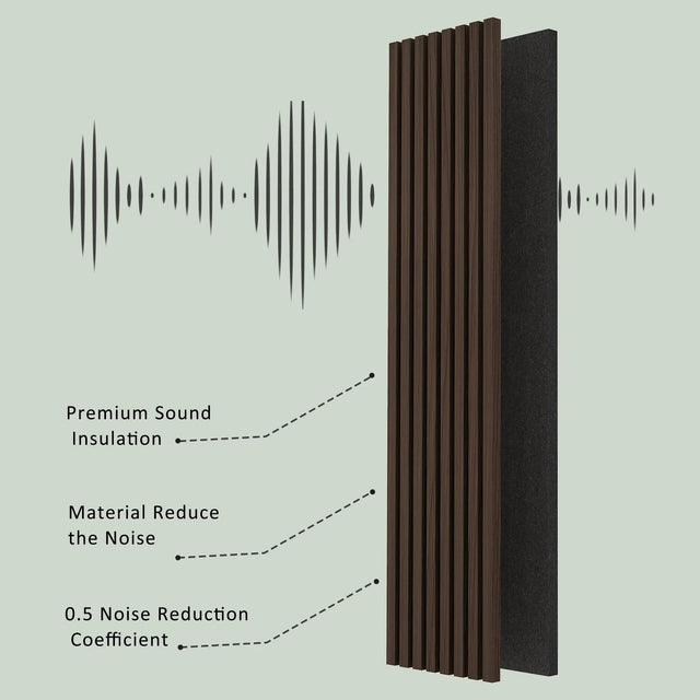 Luxury Smoked Walnut Acoustic Solid Wood Slat Wall Panels ( 2 Panels Per Box)