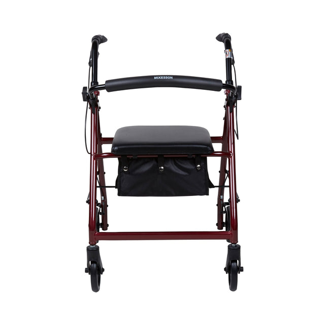 McKesson Lightweight 4 Wheel Rollator Walker, Red