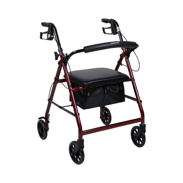 McKesson Lightweight 4 Wheel Rollator Walker, Red