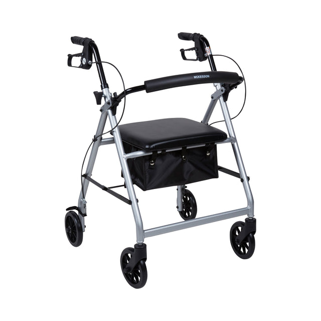 McKesson Lightweight 4 Wheel Rollator Walker, Silver
