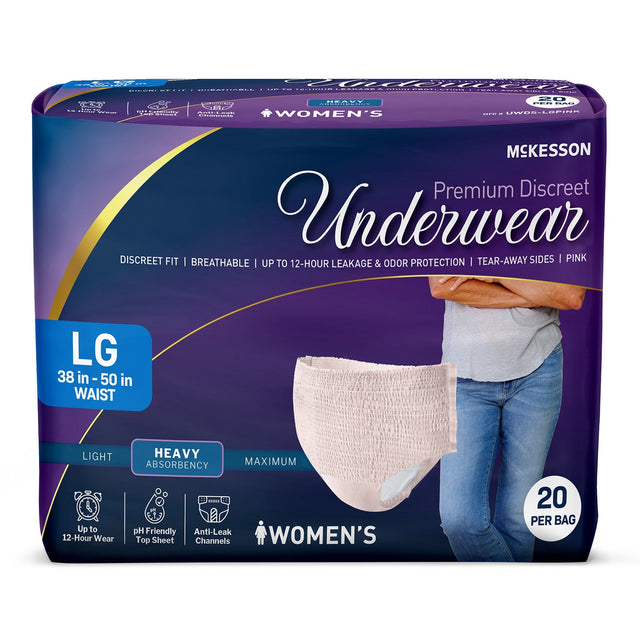 McKesson Women's Premium Discreet Pull On Absorbent Underwear, Heavy