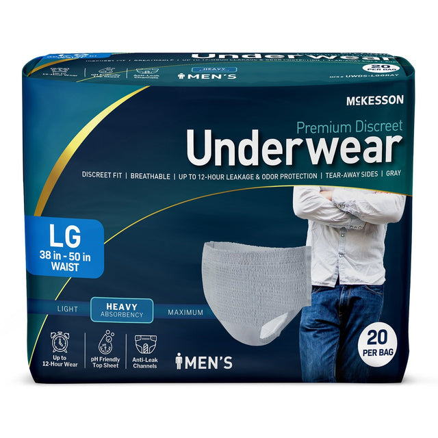 McKesson Men's Premium Discreet Pull On Absorbent Underwear, Heavy