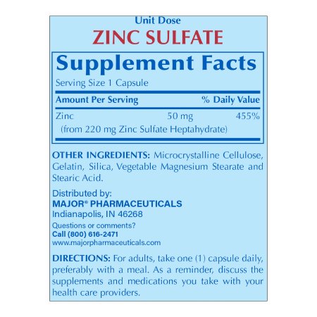 Major Zinc Sulfate Mineral Supplement, 220 mg