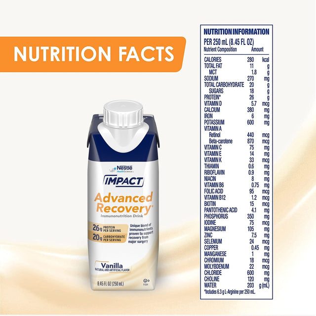 Nestle Impact Advanced Recovery Immunonutrition Drink, Vanilla, CS/10
