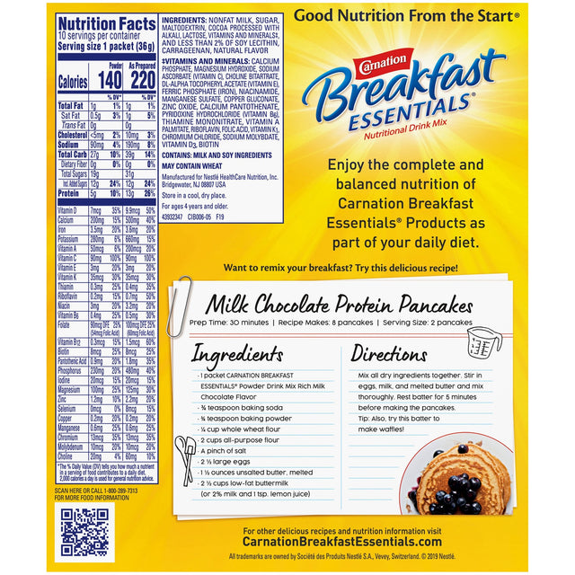 Carnation Breakfast Essentials Powder Drink Mix, Rich Milk Chocolate