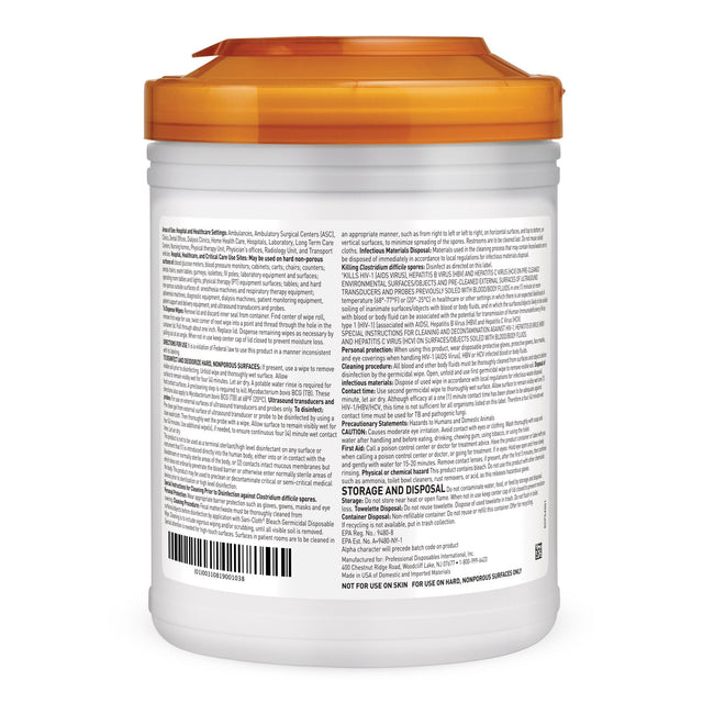 Nice Pak Sani-Cloth Bleach Germicidal Disposable Wipes