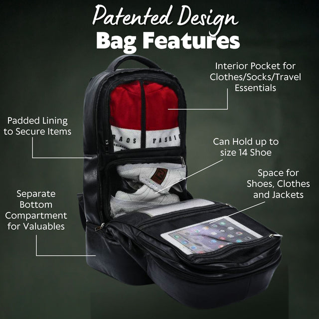 Baby Blue Leather Luxury Carry-On Patented Backpack