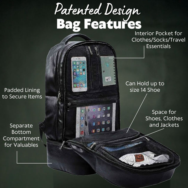 Baby Blue Leather Luxury Carry-On Patented Backpack