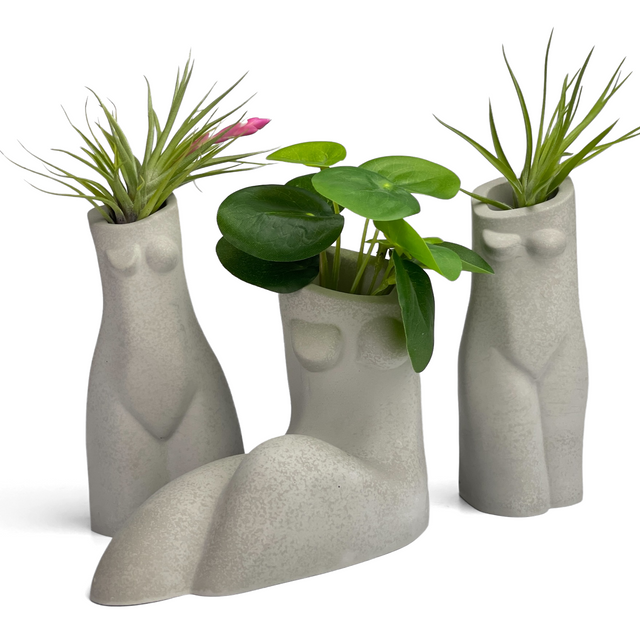 SET OF 3 AIR PLANT HOLDERS, Female Body Vase