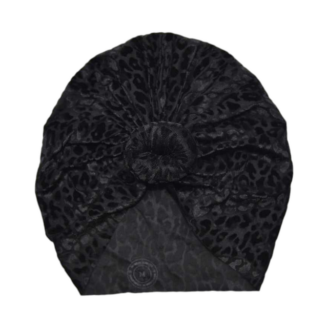 Selkie | Black Leopard | Velvet Burnout Headwrap