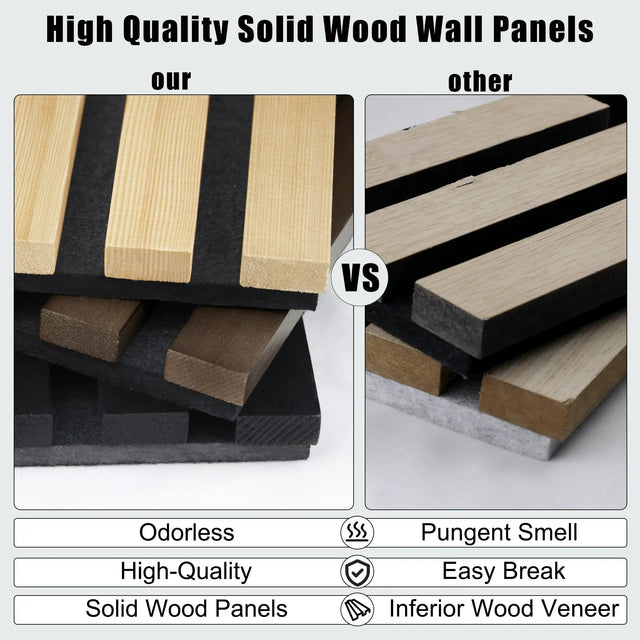 Luxury Black Acoustic Solid Wood Wall Panels ( 2 Panels Per Box)