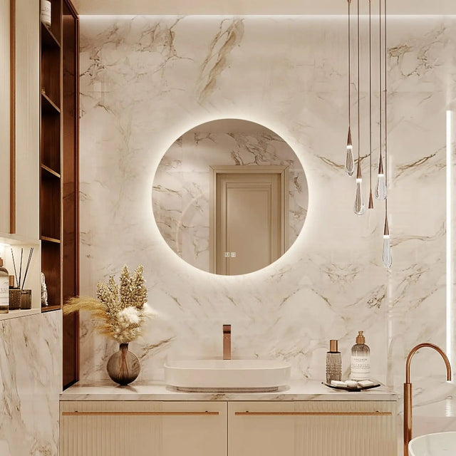 Round Backlit LED BATHROOMS Vanity Mirrors With Dimmable Lights