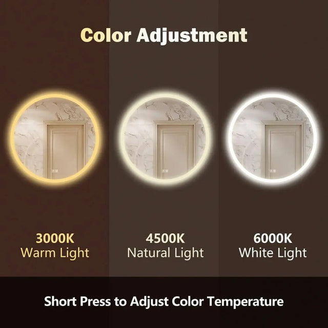Round Backlit LED BATHROOMS Vanity Mirrors With Dimmable Lights