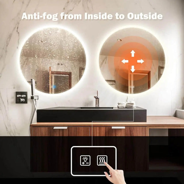 Round Backlit LED BATHROOMS Vanity Mirrors With Dimmable Lights