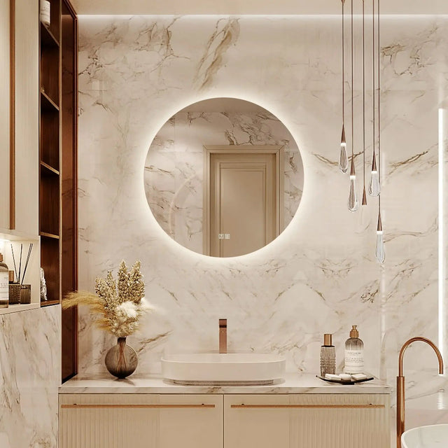 Round Backlit LED BATHROOMS Vanity Mirrors With Dimmable Lights