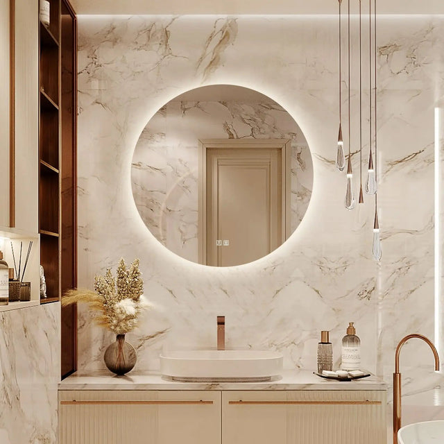 Round Backlit LED BATHROOMS Vanity Mirrors With Dimmable Lights