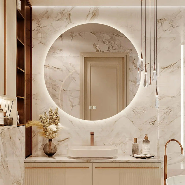 Round Backlit LED BATHROOMS Vanity Mirrors With Dimmable Lights