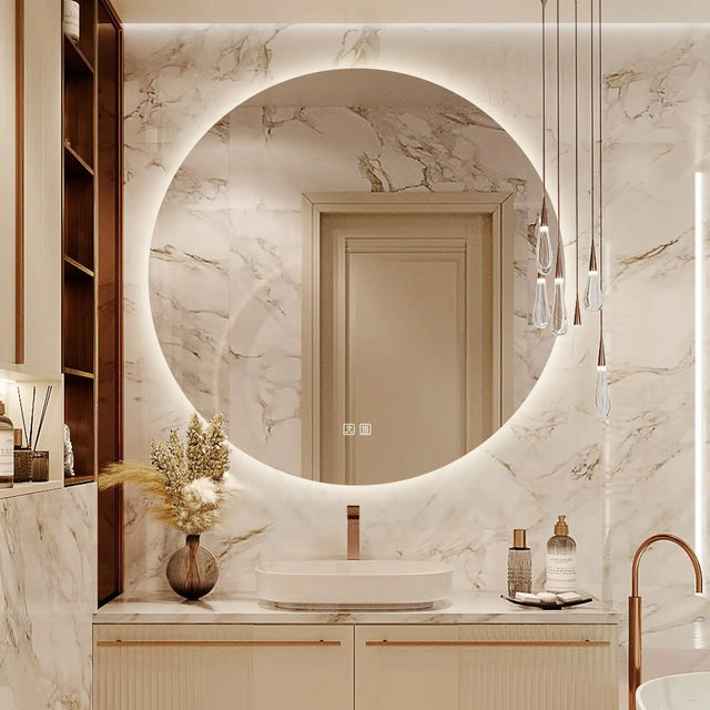 Round Backlit LED BATHROOMS Vanity Mirrors With Dimmable Lights
