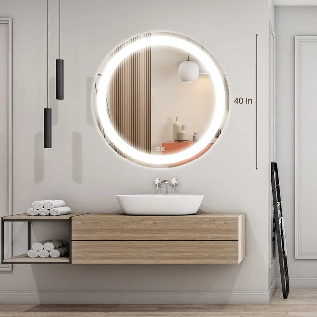 Round Led Mirror Bathroom Vanity Mirror With Dimmable Lights