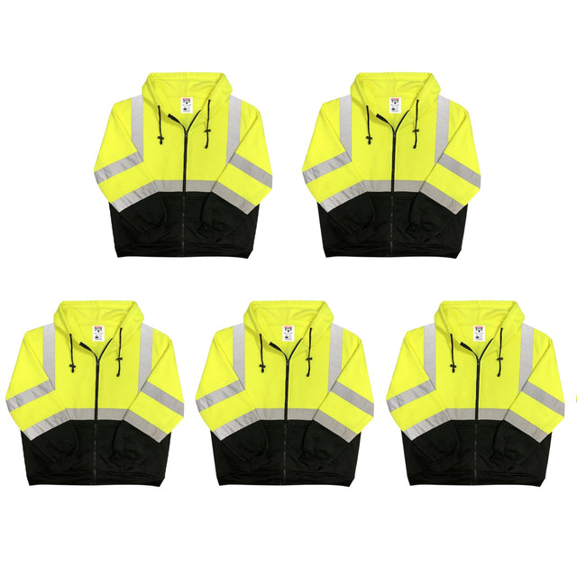Safety Main 05LWJYB Lightweight Jacket, Class 3, Hi-Vis Yellow with Black Bottom, Pack of 5