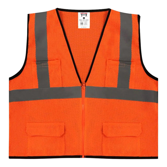 Safety Main 05EAMO Economy Vest, Class 2, All Mesh, Hi-Vis Orange, Pack of 10