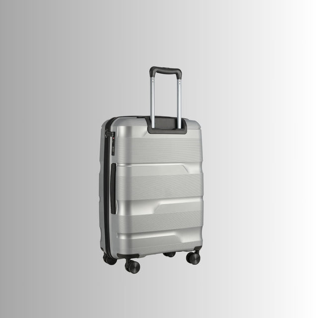 24-inch Silver Hardcase Roller Luggage with 360° Wheels & TSA Lock