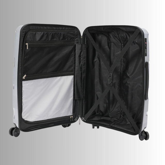 28-inch Silver Hardcase Roller Luggage with 360° Wheels & TSA Lock