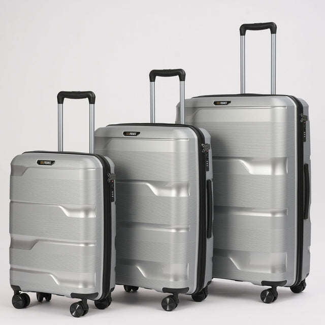 28-inch Silver Hardcase Roller Luggage with 360° Wheels & TSA Lock