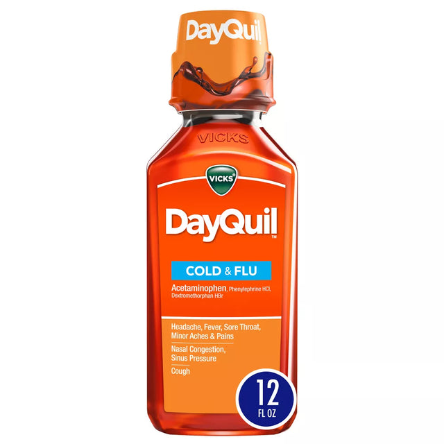 Vicks DayQuil Cold and Flu Medicine Liquid, 12 fl oz