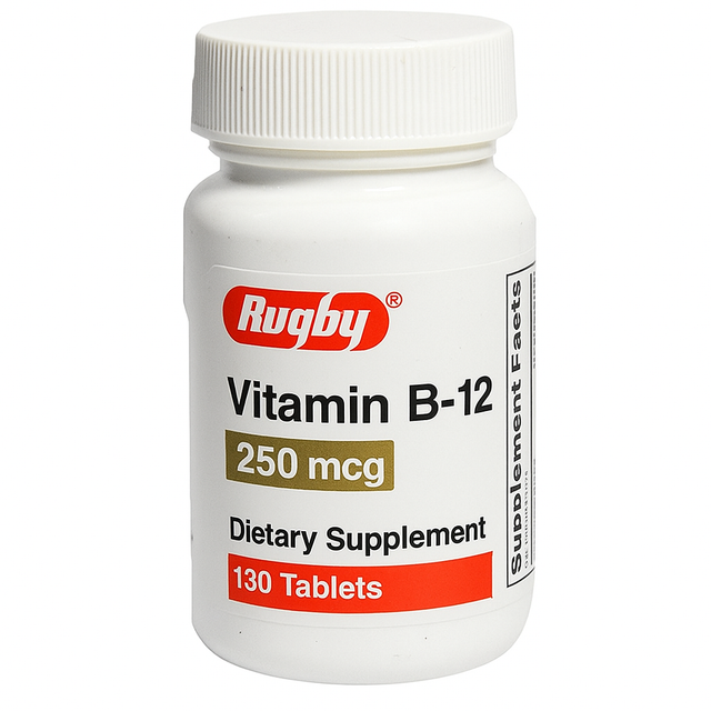 Rugby Vitamin B-12 Dietary Supplement, 250 mcg