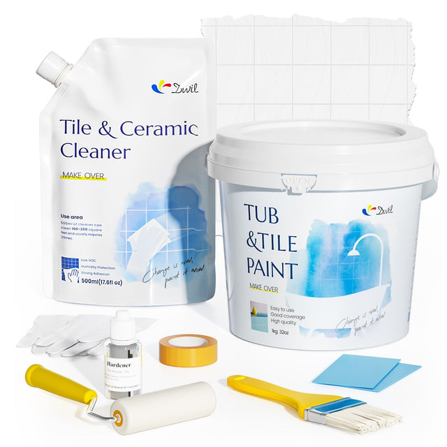DWIL Tub and Tile Paint (1kg / 32 oz, with Ceramic Cleaner 500ml)