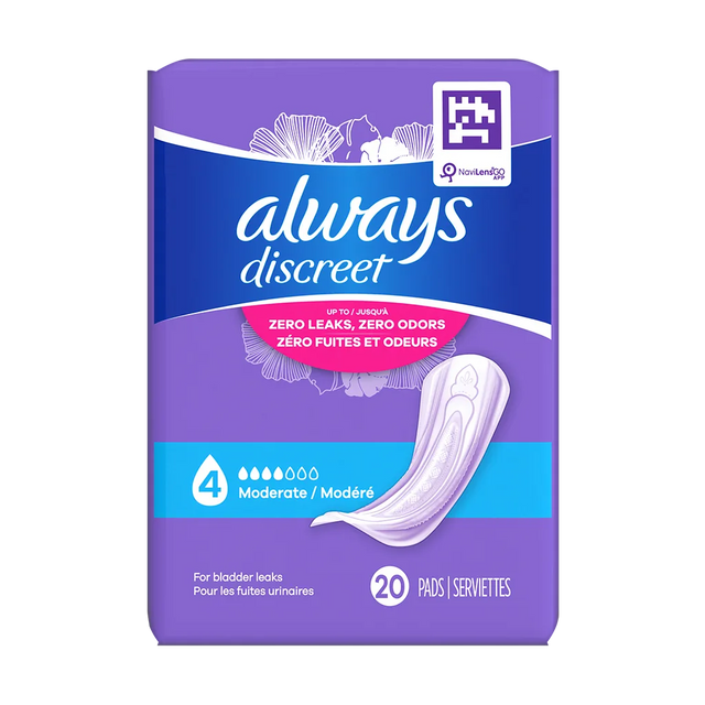 Always Discreet Moderate Pads, 4 Drops
