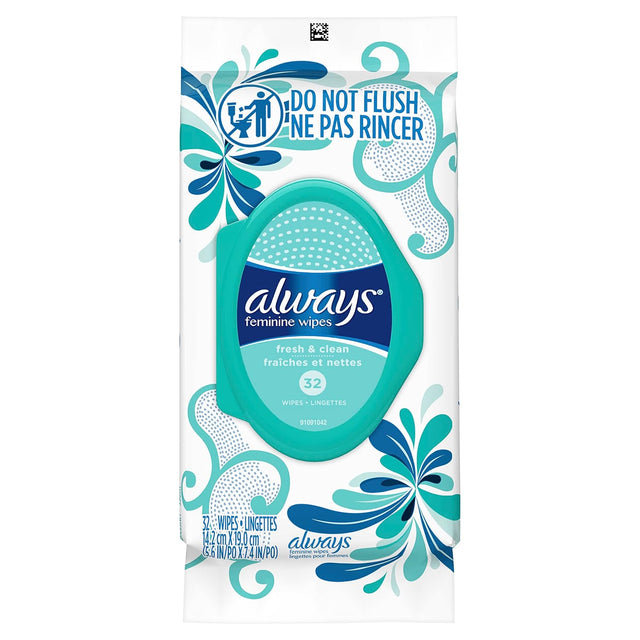 Always Feminine Wipes, Fresh & Clean, Soft Pack