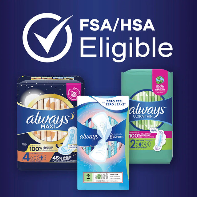 Always Maxi Size 5 Extra Heavy Overnight Pads with Wings, Unscented