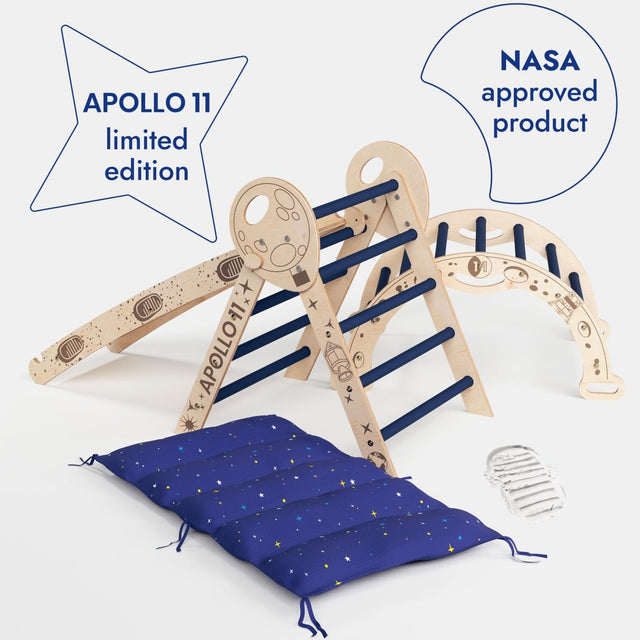 Apollo 4in1 Climbing Set: Pikler Triangle, Arch, Slide Board, and Cushion for Little Toddlers Astronauts (1–3 Years)